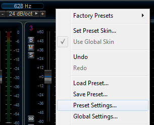 Step 06 - Open the preset settings on the MB7-Mixer plug-in (destination track)
